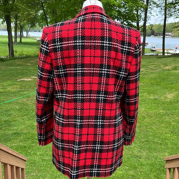 Talbots vintage roomy wool blend plaid blazer L - Picture 4 of 10